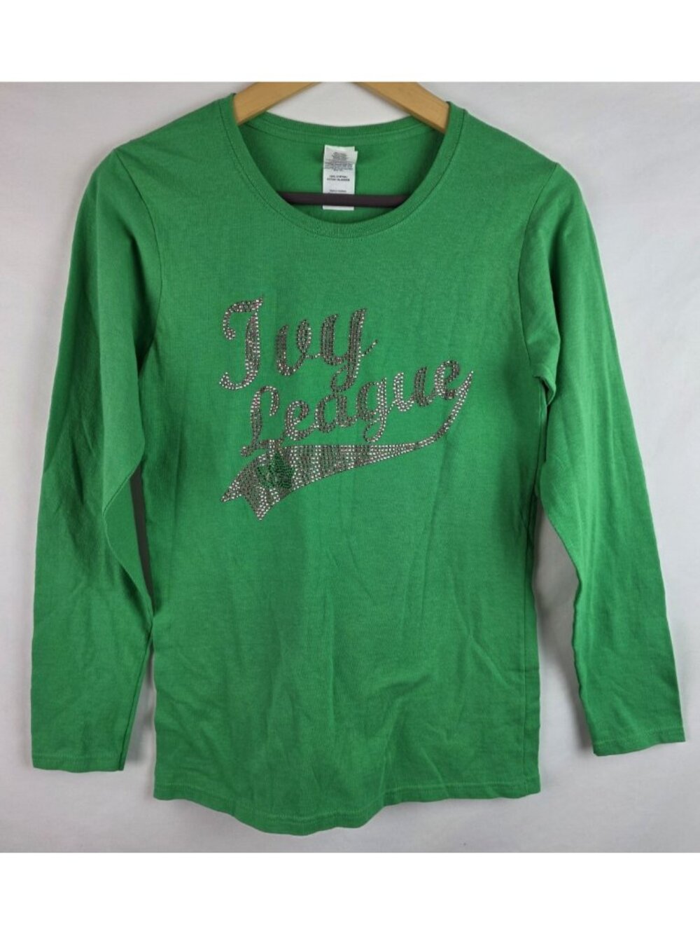 AKA Alpha Kappa Alpha Ivy League Womens Shirt Small Green Rhinestone Long Sleeve
